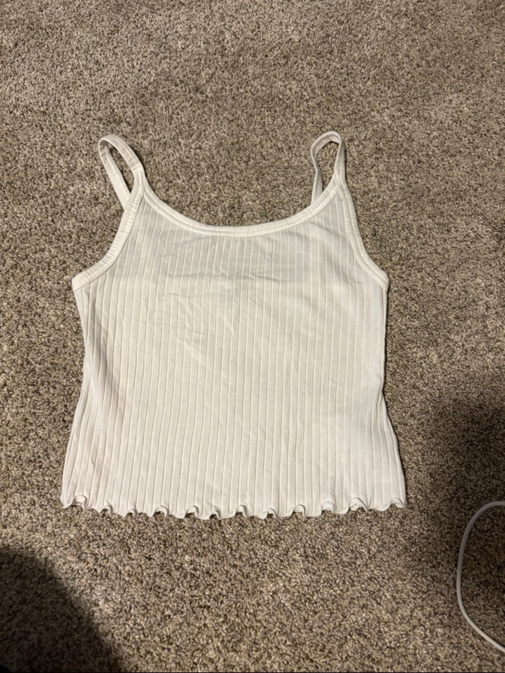 Old Navy White Ribbed Spaghetti Strap Tank